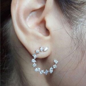 💎-Cz Diamond “C” Post Back Drop Earrings💎